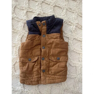 Tommy Bahama Khaki Brown Navy Blue Corduroy Snap Vest Kids Size 3T